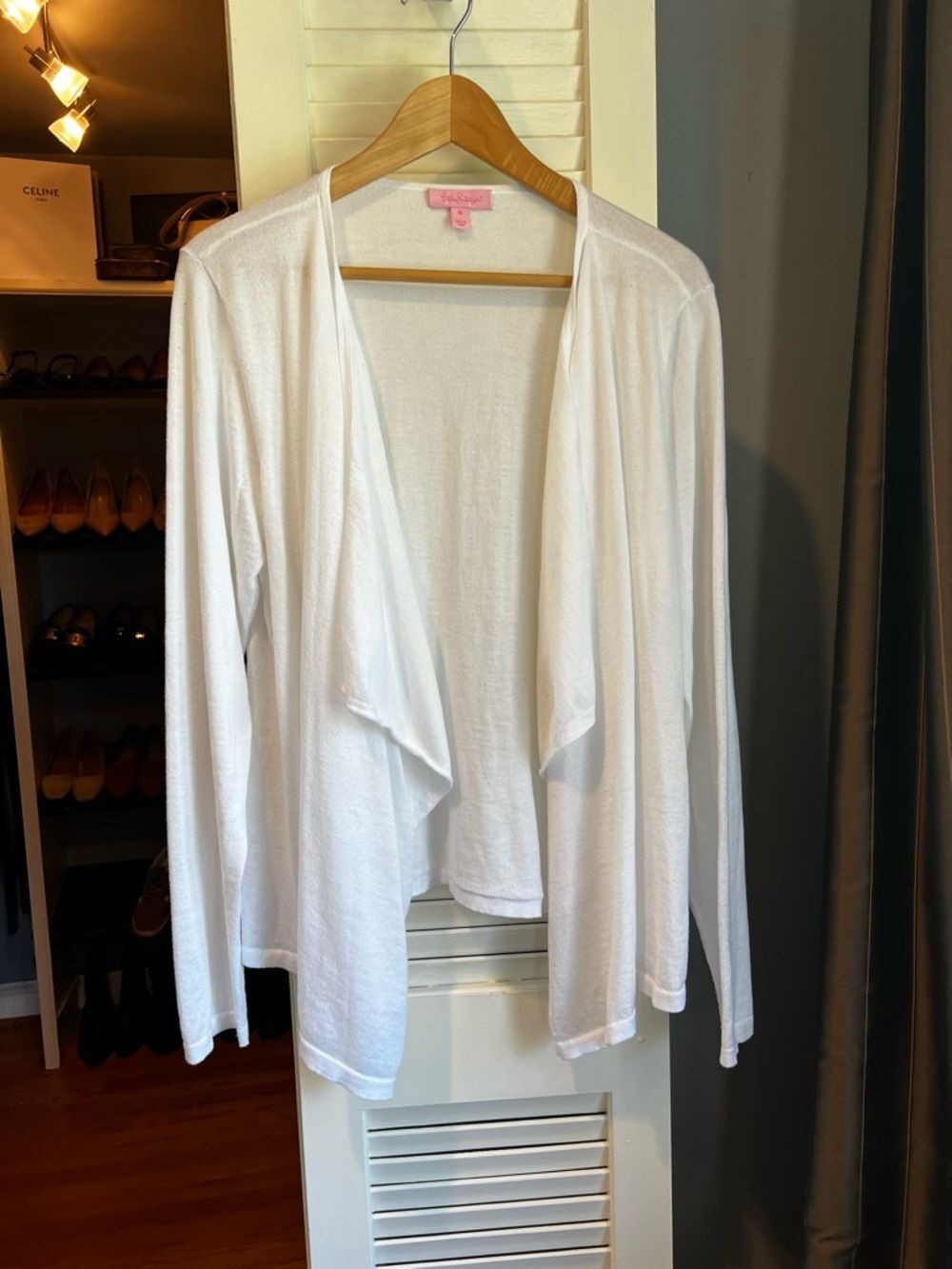 Lilly Pulitzer White Open-Front Draped Cardigan